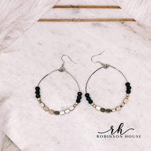 Load image into Gallery viewer, Beaded Hoop Earrings - Rose Gold &amp; Wood
