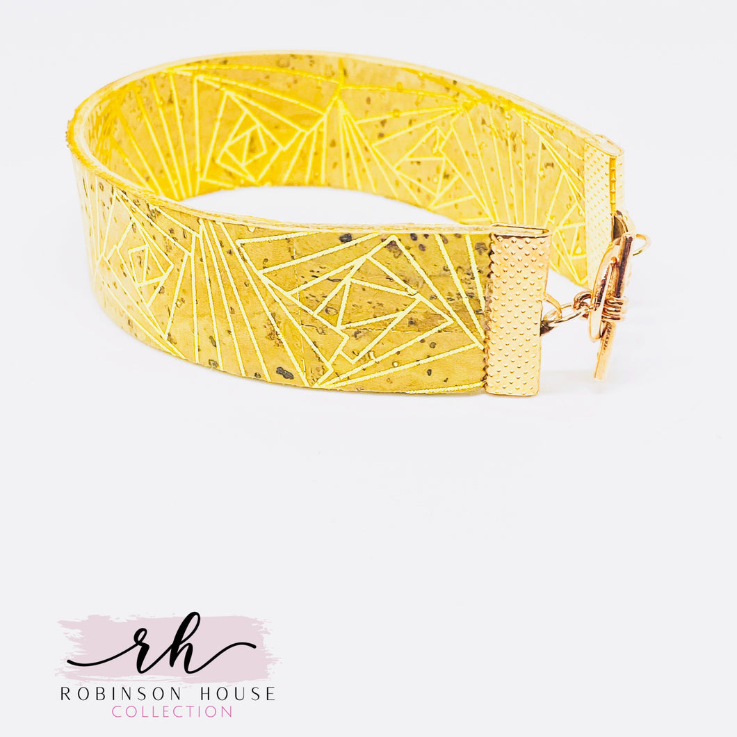 Strap Bracelet - Natural Cork with Gold