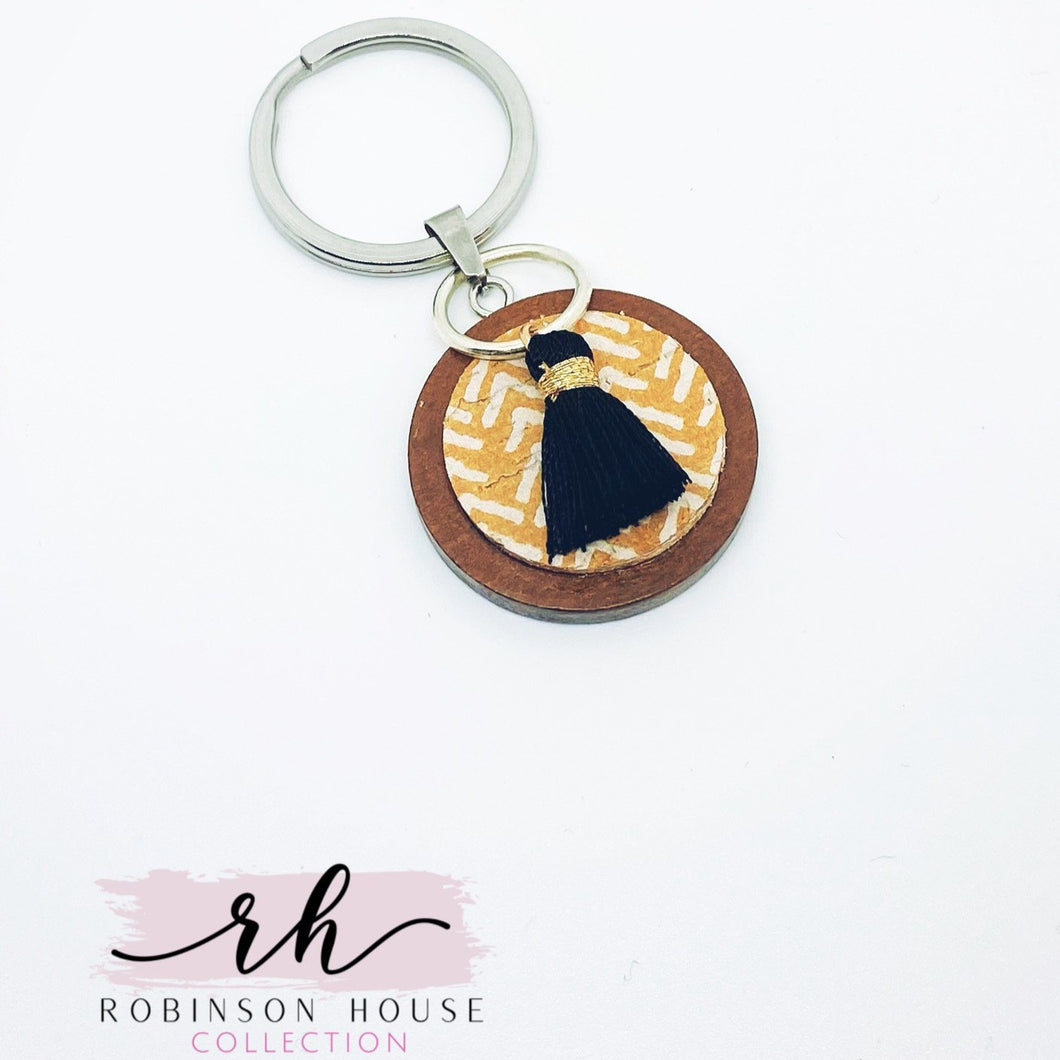 Keychain - Mustard Yellow Arrow Cork