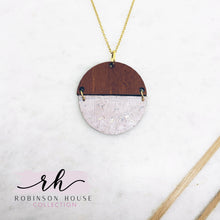 Load image into Gallery viewer, Hinged Disc Wood Necklace - Blush Cork
