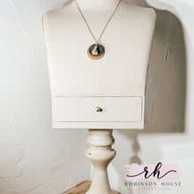 Load image into Gallery viewer, Disc Wood Necklace - Black and Gold  Cork
