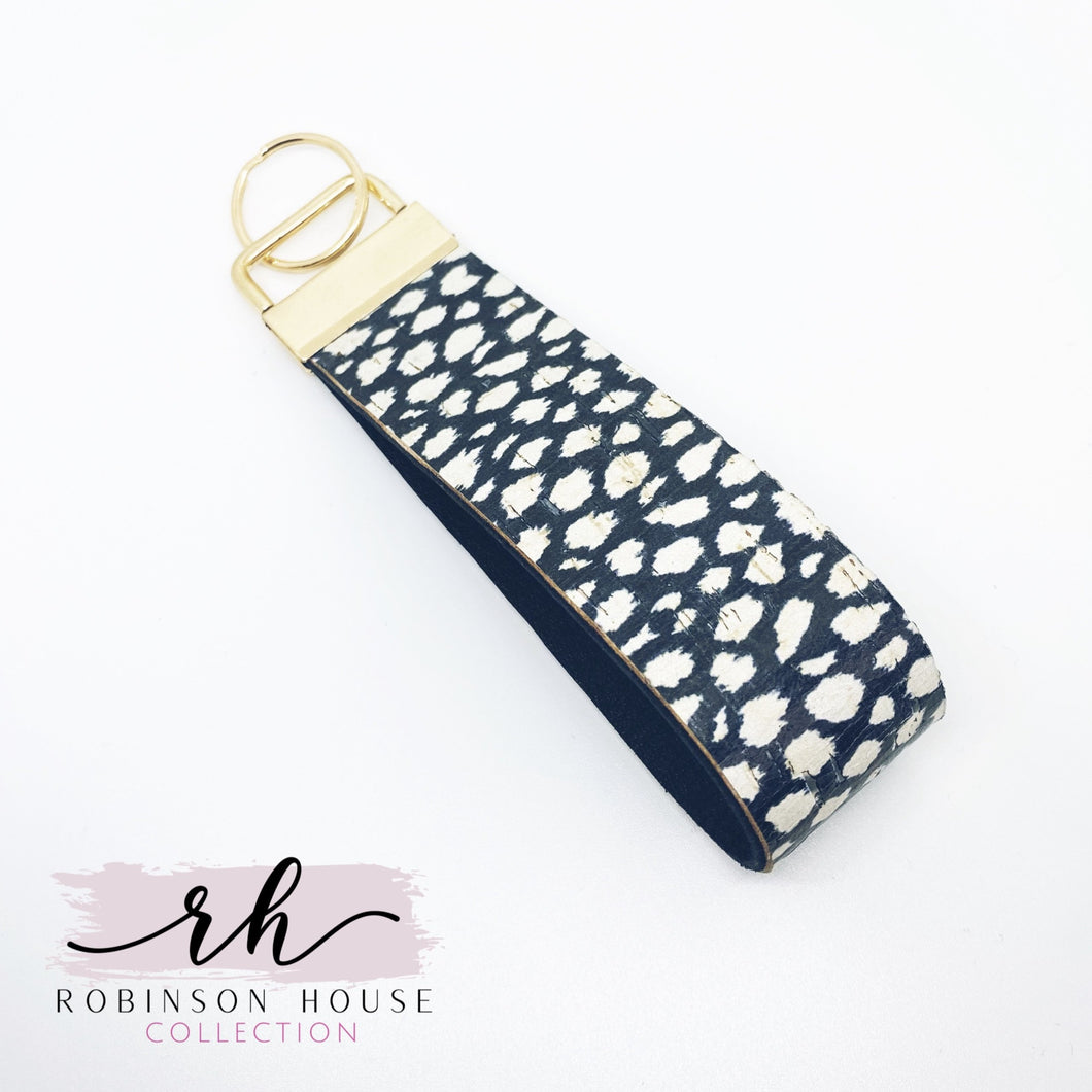 Wristlet Keychain - Midnight Blue Cork