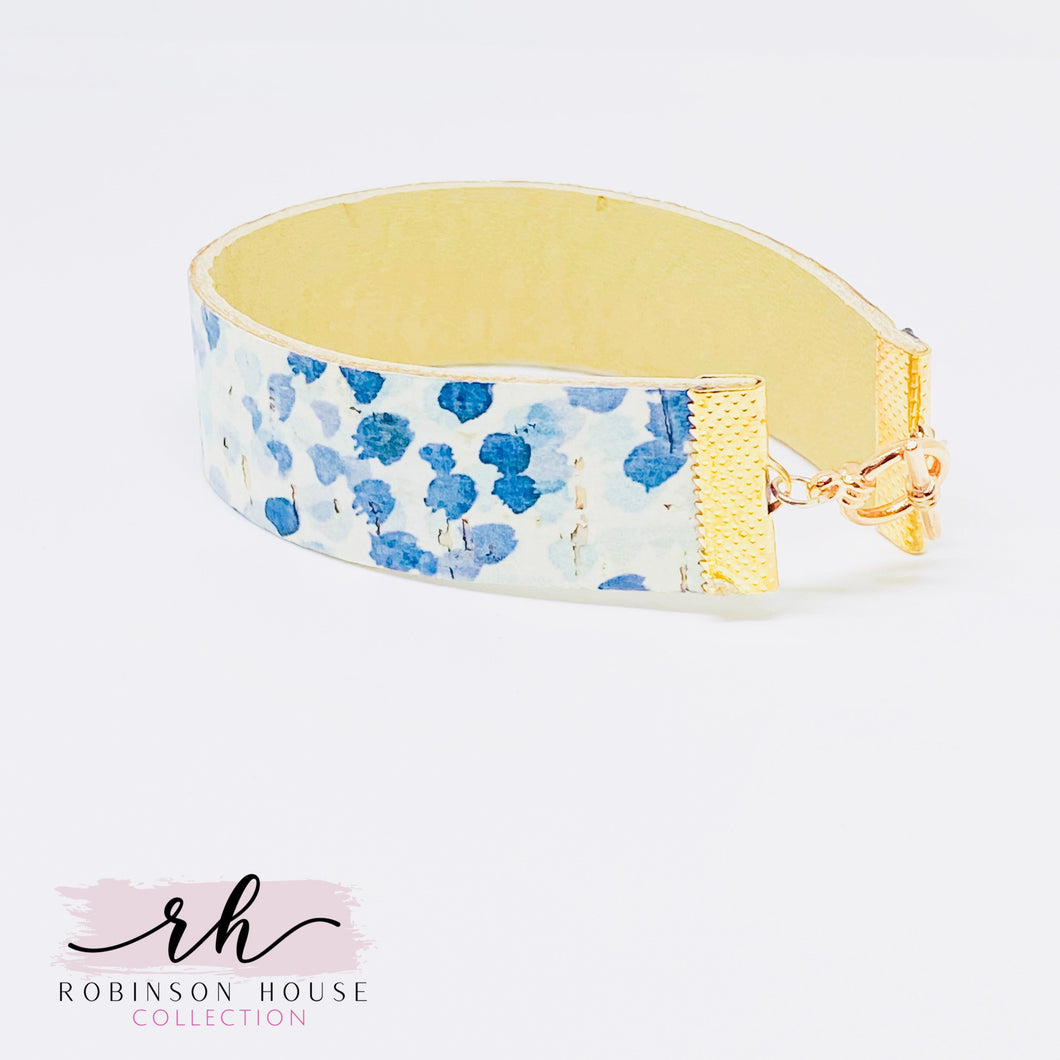 Strap Bracelet - Blue Artsy Cork