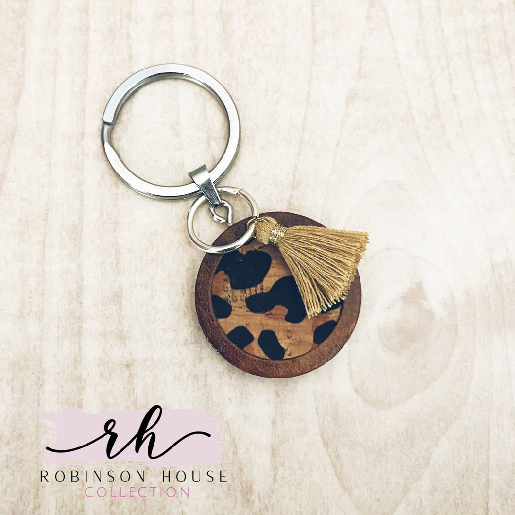 Keychain - Leopard Cork