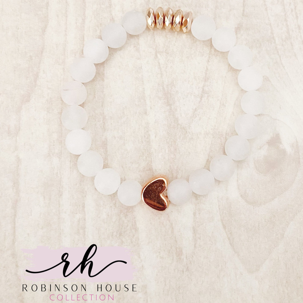 Stretch Bracelet - Rose Quartz and Rose Gold